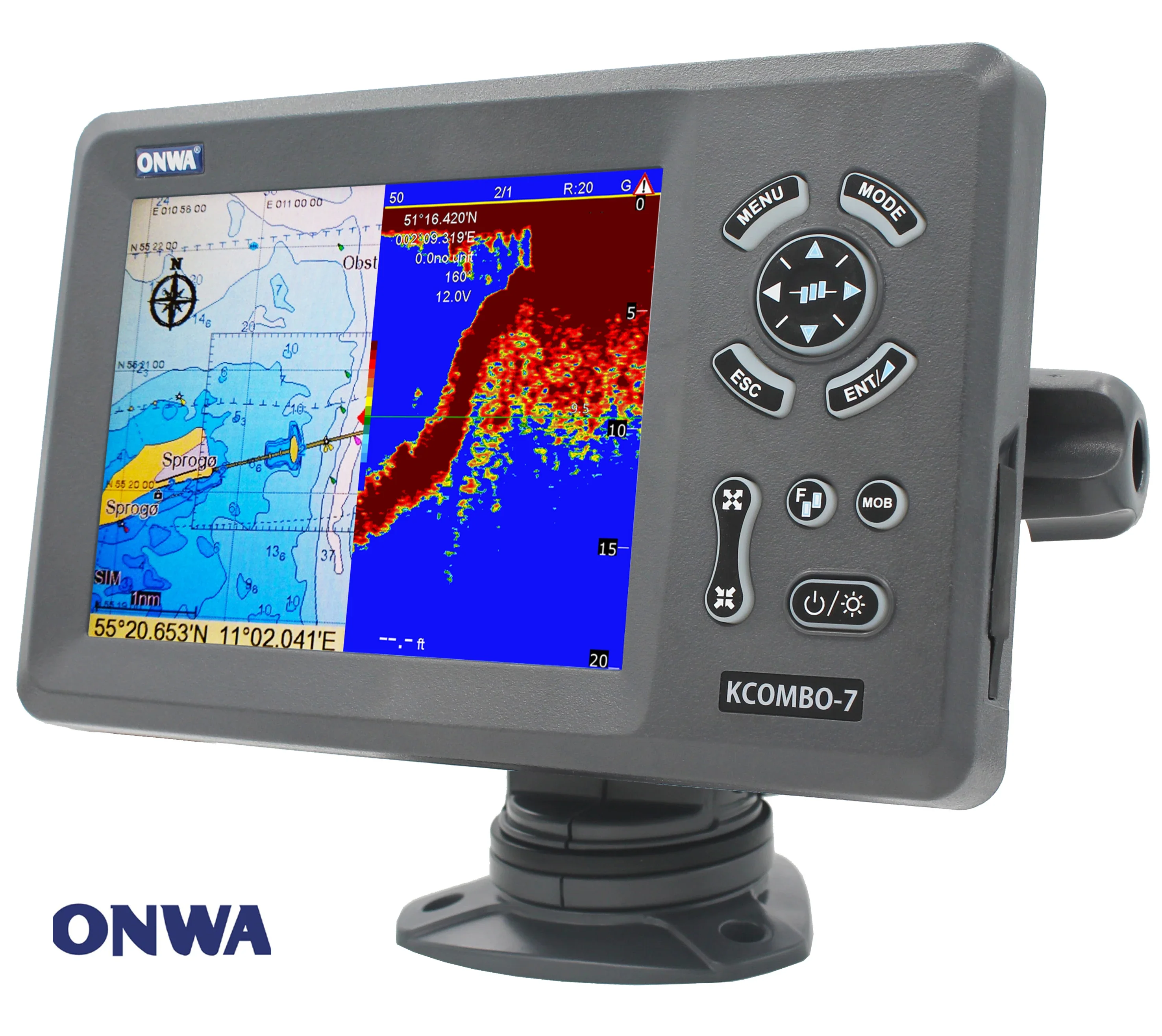 ONWA KCombo-7A 7-дюймовый морской GPS комбинированный преобразователь Цветной ЖК-GPSплоттер Комбинированный с Эхолотом GPS + ЭХОЛОТ + АИС класса B.